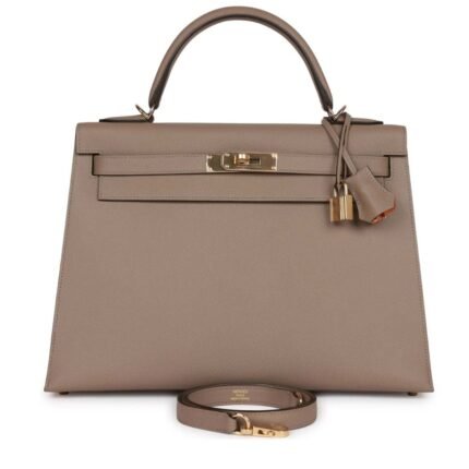 HERMÈS SPECIAL ORDER HSS KELLY SELLIER 32 GRIS ASPHALTE VERSO EPSOM PERMABRASS HARDWARE