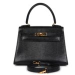VINTAGE HERMÈS KELLY SELLIER 20 BLACK SHINY ALLIGATOR GOLD HARDWARE