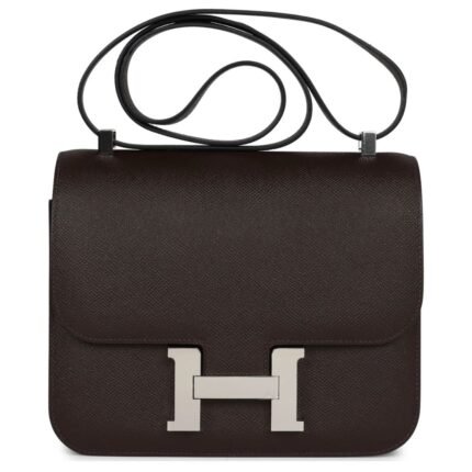 HERMÈS CONSTANCE 24 CHOCOLATE EPSOM PALLADIUM HARDWARE