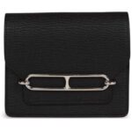HERMÈS ROULIS SLIM WALLET BLACK CHEVRE MYSORE PALLADIUM HARDWARE