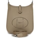 HERMÈS EVELYNE TPM BEIGE MARFA CLEMENCE PALLADIUM HARDWARE