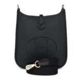 HERMÈS EVELYNE TPM BLACK CLEMENCE GOLD HARDWARE