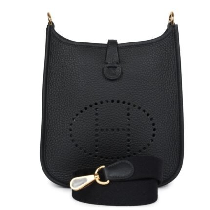 HERMÈS EVELYNE TPM BLACK CLEMENCE GOLD HARDWARE