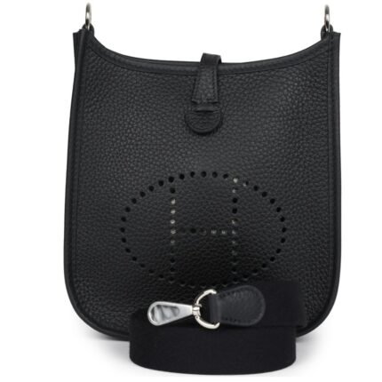 HERMÈS EVELYNE TPM BLACK CLEMENCE PALLADIUM HARDWARE