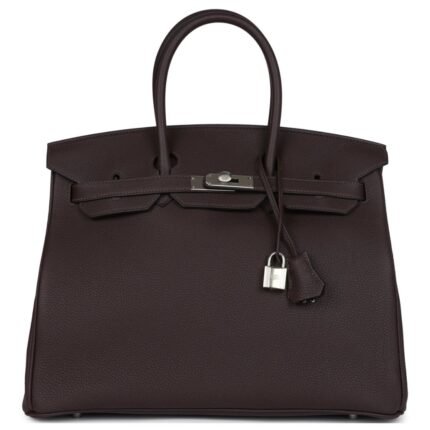 HERMÈS BIRKIN 35 CHOCOLAT TOGO PALLADIUM HARDWARE