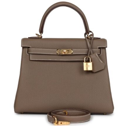 HERMÈS KELLY RETOURNE 25 ETOUPE TOGO GOLD HARDWARE