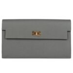 HERMÈS KELLY POCKET LONG WALLET GRIS MEYER MADAME GOLD HARDWARE