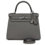 HERMÈS KELLY RETOURNE 28 GRIS MEYER TOGO PALLADIUM HARDWARE