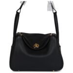 HERMÈS LINDY 26 BLACK CLEMENCE GOLD HARDWARE