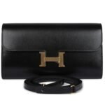 HERMÈS CONSTANCE WALLET TO GO BLACK BOX GOLD HARDWARE