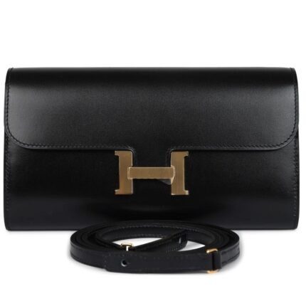 HERMÈS CONSTANCE WALLET TO GO BLACK BOX GOLD HARDWARE