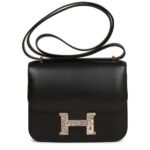 HERMÈS CONSTANCE 18 BLACK TADELAKT AND OMBRE LIZARD GOLD HARDWARE