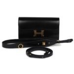 HERMÈS ROCK CONSTANCE WALLET TO GO BLACK BOX GOLD HARDWARE