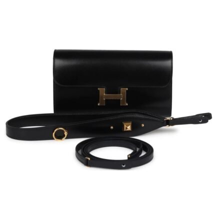 HERMÈS ROCK CONSTANCE WALLET TO GO BLACK BOX GOLD HARDWARE