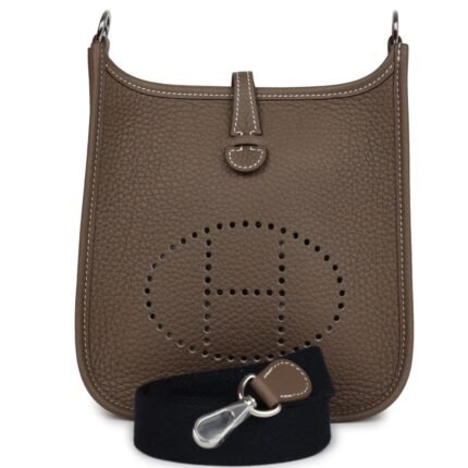 HERMÈS EVELYNE TPM ETOUPE CLEMENCE PALLADIUM HARDWARE
