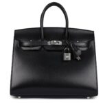 HERMÈS BIRKIN SELLIER 25 BLACK BOX PALLADIUM HARDWARE