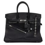 HERMÈS LIMITED EDITION BIRKIN ROCK 25 BLACK VOLUPTO PALLADIUM HARDWARE