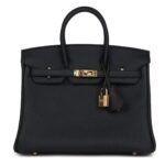 HERMÈS BIRKIN 25 BLACK TOGO GOLD HARDWARE