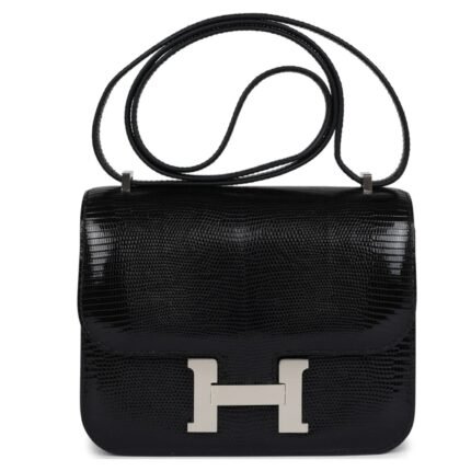 HERMÈS CONSTANCE 18 BLACK VARANUS SALVATOR LIZARD PALLADIUM HARDWARE