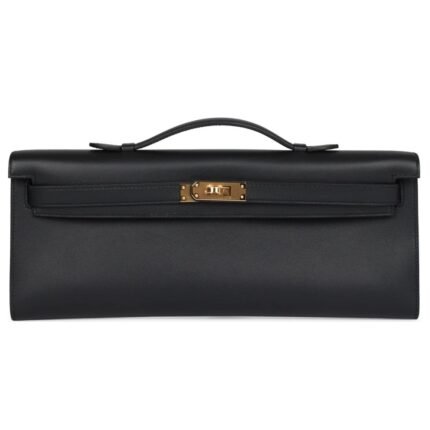 HERMÈS KELLY CUT BLACK SWIFT GOLD HARDWARE
