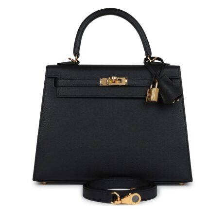 HERMÈS KELLY SELLIER 25 BLACK EPSOM GOLD HARDWARE