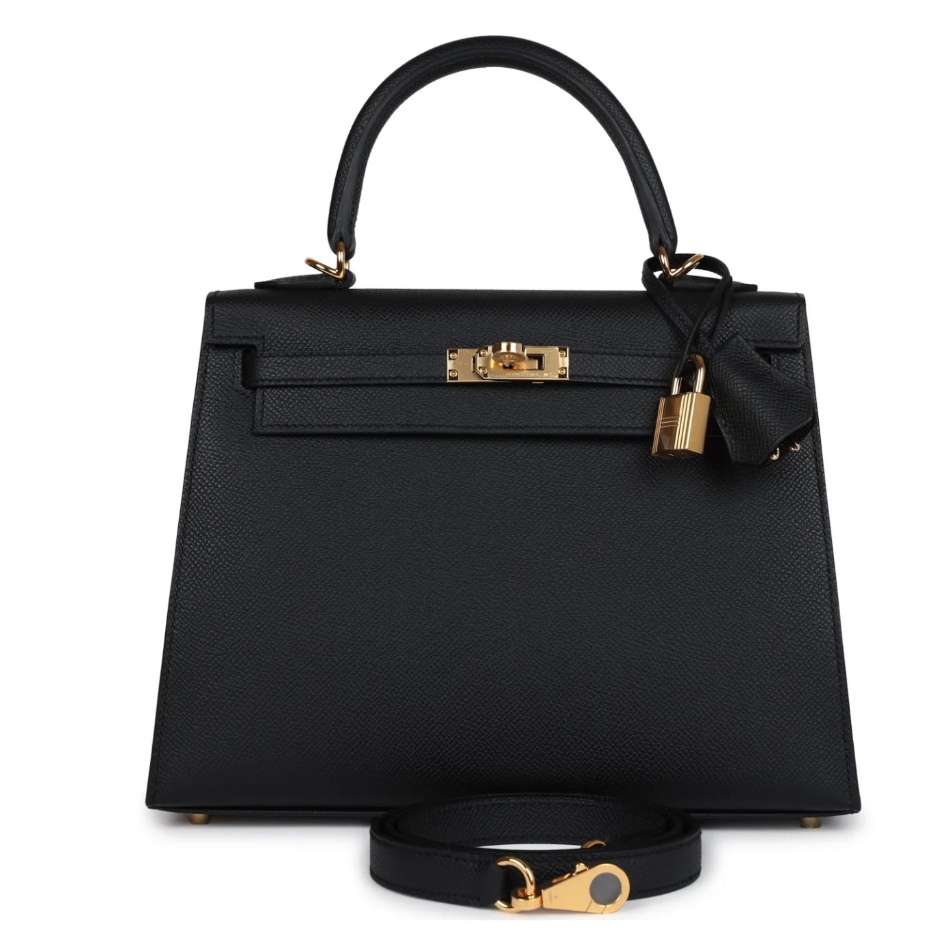 1 HERMÈS KELLY SELLIER 25 BLACK EPSOM GOLD HARDWARE