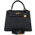 HERMÈS KELLY SELLIER 25 BLACK EPSOM GOLD HARDWARE