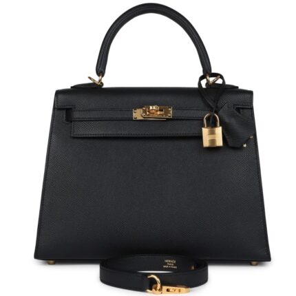 HERMÈS KELLY SELLIER 25 BLACK EPSOM GOLD HARDWARE