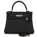 HERMÈS KELLY RETOURNE 28 BLACK TOGO PALLADIUM HARDWARE