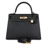 HERMÈS KELLY SELLIER 28 BLACK EPSOM GOLD HARDWARE