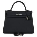 HERMÈS KELLY RETOURNE 32 BLACK TOGO PALLADIUM HARDWARE