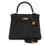 HERMÈS KELLY RETOURNE 25 BLACK TOGO GOLD HARDWARE