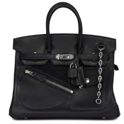 HERMÈS LIMITED EDITION BIRKIN ROCK 25 BLACK VOLUPTO PALLADIUM HARDWARE
