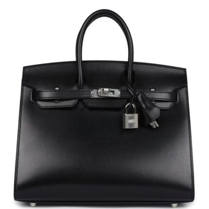 HERMÈS BIRKIN SELLIER 25 BLACK BOX PALLADIUM HARDWARE