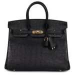 HERMÈS BIRKIN 25 BLACK OSTRICH GOLD HARDWARE