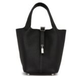 HERMÈS PICOTIN LOCK 18 BLACK CLEMENCE PALLADIUM HARDWARE