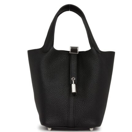 HERMÈS PICOTIN LOCK 18 BLACK CLEMENCE PALLADIUM HARDWARE