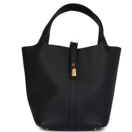 HERMÈS PICOTIN LOCK 22 BLACK CLEMENCE GOLD HARDWARE