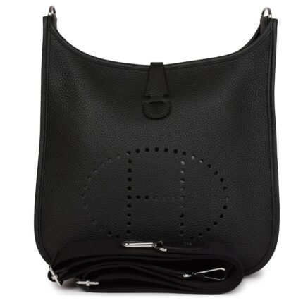HERMÈS EVELYNE III PM BLACK CLEMENCE PALLADIUM HARDWARE