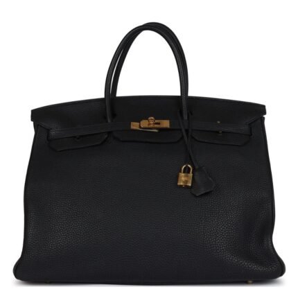 PRE-OWNED HERMÈS BIRKIN 40 BLACK TOGO GOLD HARDWARE