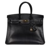 PRE-OWNED HERMÈS BIRKIN 35 BLACK BOX GOLD HARDWARE