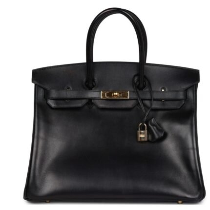 PRE-OWNED HERMÈS BIRKIN 35 BLACK BOX GOLD HARDWARE