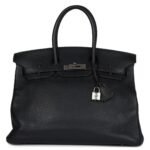 VINTAGE HERMÈS BIRKIN 35 BLACK CLEMENCE PALLADIUM HARDWARE