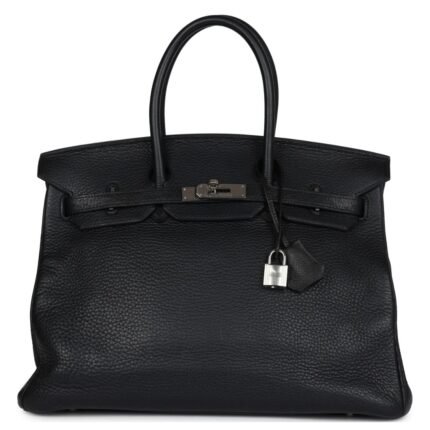 VINTAGE HERMÈS BIRKIN 35 BLACK CLEMENCE PALLADIUM HARDWARE