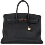 PRE-OWNED HERMÈS BIRKIN 35 BLACK TOGO ROSE GOLD HARDWARE