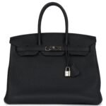 PRE-OWNED HERMÈS BIRKIN 35 BLACK VERSO TOGO PALLADIUM HARDWARE
