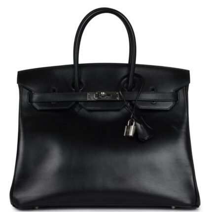 PRE-OWNED HERMÈS BIRKIN 35 BLACK BOX PALLADIUM HARDWARE