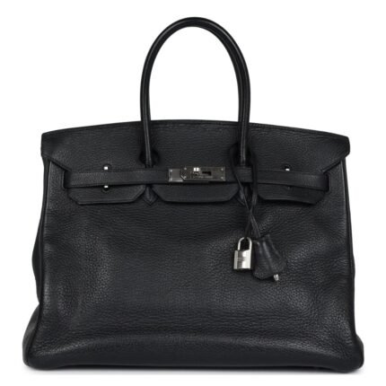 VINTAGE HERMÈS BIRKIN 35 BLACK TOGO PALLADIUM HARDWARE