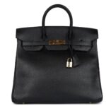 VINTAGE HERMÈS HAC BIRKIN 32 BLACK ARDENNES GOLD HARDWARE