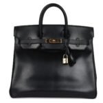 VINTAGE HERMÈS HAC BIRKIN 32 BLACK BOX GOLD HARDWARE